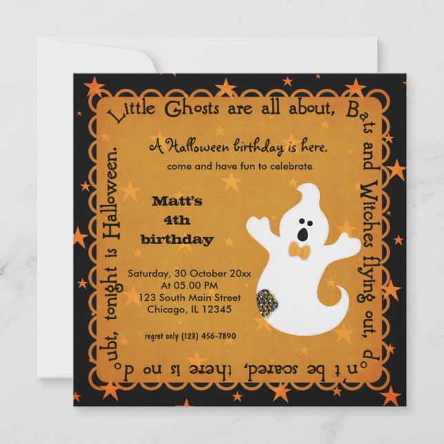 Invitación Hocus Pocus Ghost Cumpleaños (Anverso)