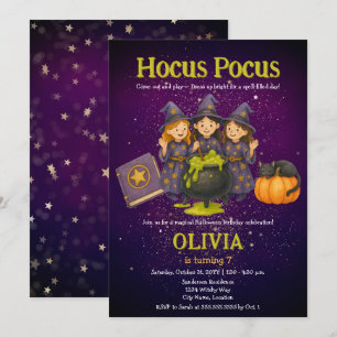 Invitación Hocus Pocus Halloween Cumpleaños Party