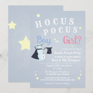 Invitación Hocus Pocus Magia Snowman Winter Revelación de gén