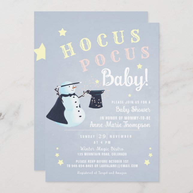 Invitación Hocus Pocus Magical Snowman Winter Baby Shower (Anverso / Reverso)
