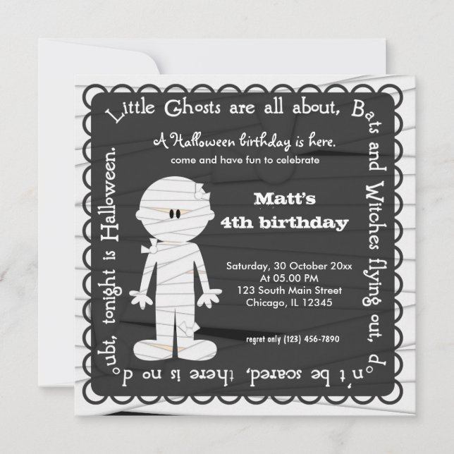 Invitación Hocus Pocus Mummy Cumpleaños (Anverso)