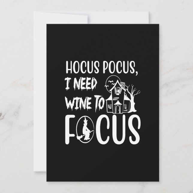 Invitación hocus pocus necesito que el vino se centre (Anverso)