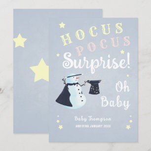 Invitación Hocus Pocus Sorpresa Bebé Invierno Snowman Embaraz