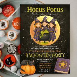 Invitación Hocus Pocus Witchy Kids Halloween Party
