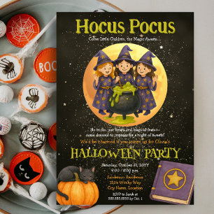 Invitación Hocus Pocus Witchy Kids Halloween Party