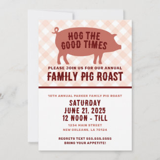Invitación Hog the Good Times Cerdo Asado