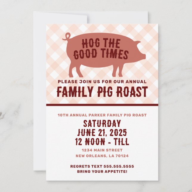 Invitación Hog the Good Times Pig Roast (Anverso)