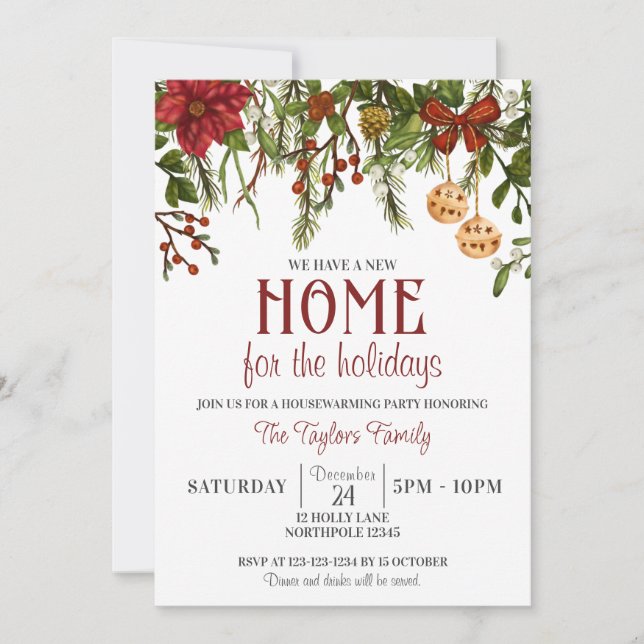 Invitación Hogar de vacaciones, Navidades de la casa (Anverso)