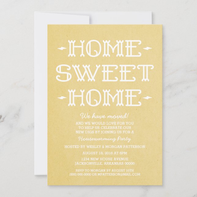Invitación Hogar dulce amarillo Fiesta que calienta el hogar (Anverso)