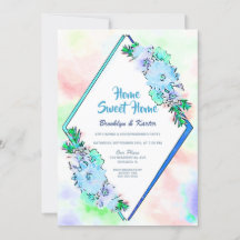 Hogar Dulce Hogar Floral Azul Fiesta Calentador de