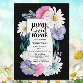 Invitación Hogar Dulce Hogar Morado Pink Floral Hogar Calenta