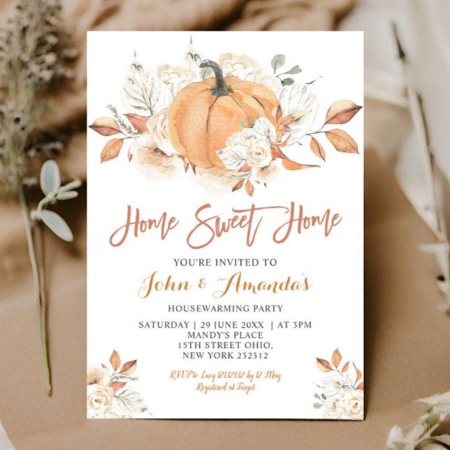 Invitación Hogar Dulce Hogar Rústico Calabaza Casa Calentador (Subido por el creador)