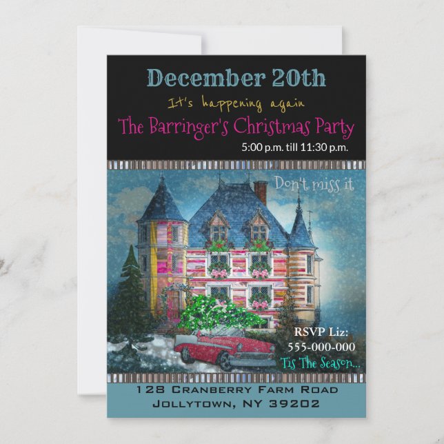 Invitación Hogar para el Fiesta de Navidades de vacaciones (Anverso)