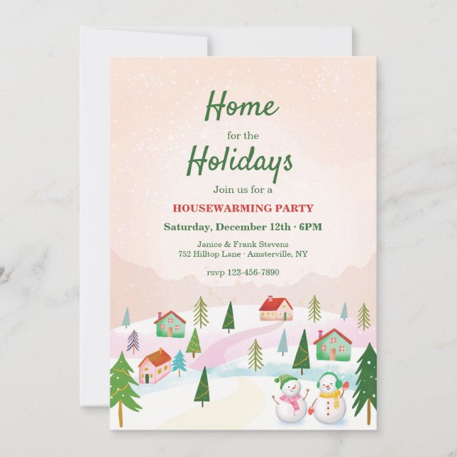Invitación Hogar para el Fiesta de vacaciones de cambio de ho (Anverso)