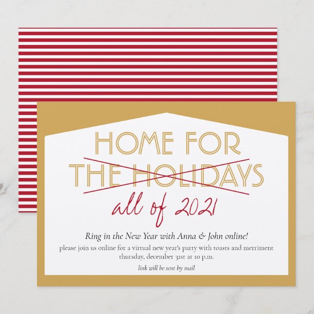 Invitación Hogar para el gracioso Fiesta de Nochevieja (Anverso / Reverso)