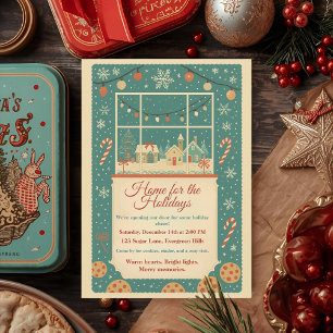 Invitación Hogar Retro Vintage para las Fiestas