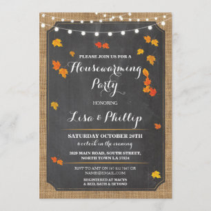 Invitación Hogar rústico de la caída del fiesta del estreno