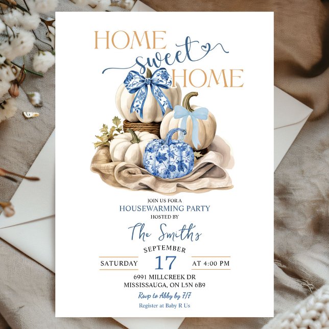 Invitación Hogar Sweet Home Chinoiserie Calabaza hogar (Subido por el creador)