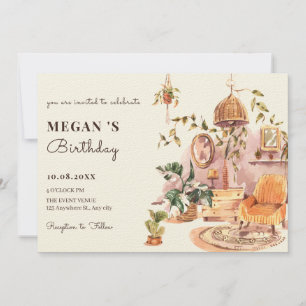 Invitación Hogares de agua de la casa de boho de las plantas 