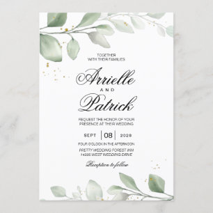 Invitación Hoja Boho de Acuarela Elegante
