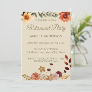 Invitación Hoja de acuarela de otoño fiesta floral de jubilac