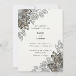 Invitación Hoja de honestidad de cristal y plata