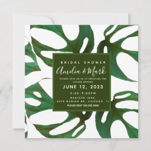 Invitación Hoja de Monstera Adansonii Baño de Novia Verde