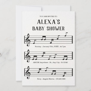Invitación Hoja de música para la ducha de bebé