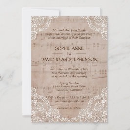 Invitación Hoja De Música Romántica Y Boda De Lace