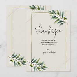 Invitación Hoja de olivo verde hueso blanco oro rústico graci