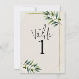 Invitación Hoja de Olivo Verde Hueso Blanco y Dorado Número d