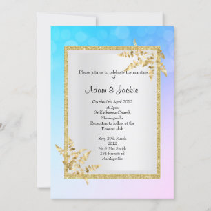 Invitación Hoja de oro azul pastel de plata ELEGANT WEDDING