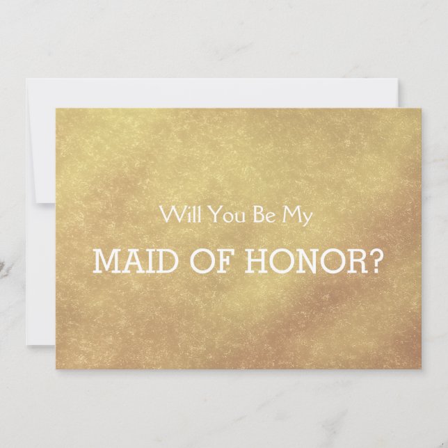 Invitación Hoja de oro falso de lujo ¿Serás mi MAID DE HONOR? (Anverso)