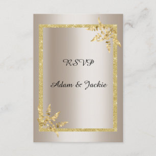 Invitación Hoja de oro plateado ELEGANT CLÁSICO rsvp