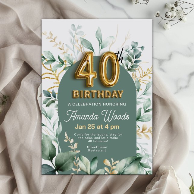 Invitación Hoja de oro refinada 40 cumpleaños (Subido por el creador)
