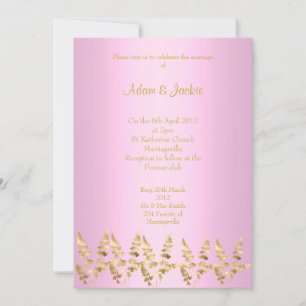 Invitación Hoja de oro rosa bonito BODA ELEGANT CLASSY