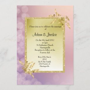 Invitación Hoja de oro rosa púrpura pastel ELEGANTE BODA