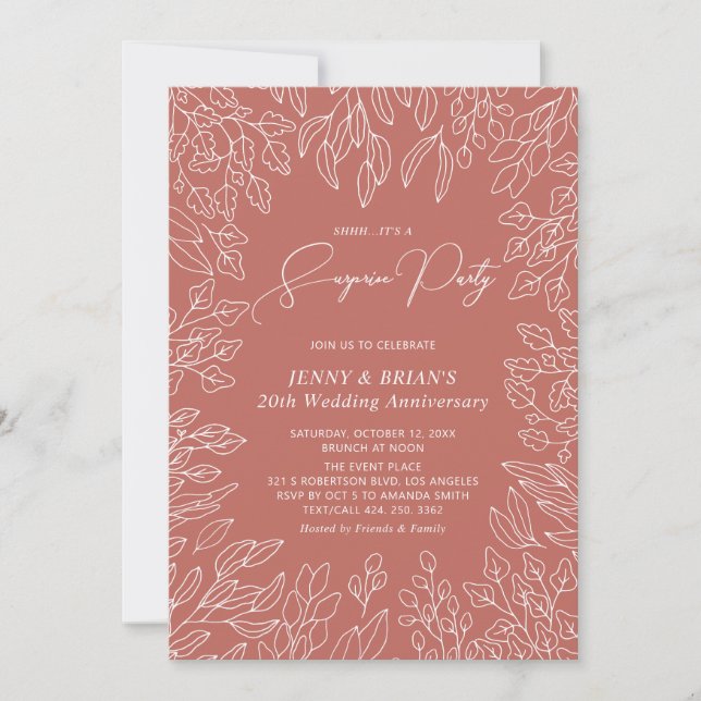 Invitación Hoja de Otoño | Aniversario de Boda de Otoño Moder (Anverso)