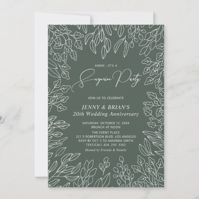 Invitación Hoja de Otoño | Aniversario de Boda de Otoño Moder (Anverso)