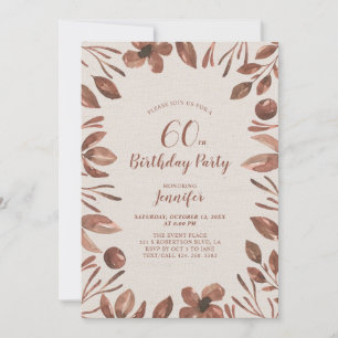 Invitación Hoja de Otoño   Fiesta de Cumpleaños de Otoño para