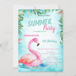 Invitación Hoja de Palma,Cumpleaños de Lindos Flamencos 