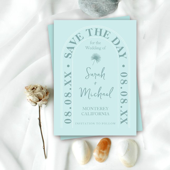 Invitación Hoja de palma de abanico tropical brillante verano (Subido por el creador)