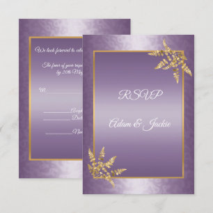 Invitación Hoja de textura de oro morado, elegante y moderno 