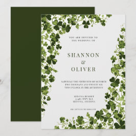 Invitación Hoja de Trébol Estilizada Irlandesa con Follaje 