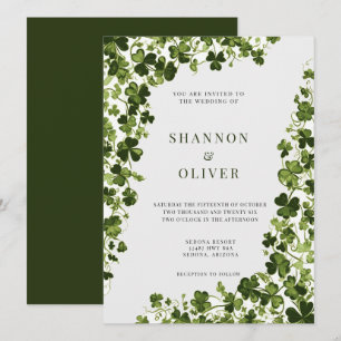 Invitación Hoja de Trébol Estilizada Irlandesa con Follaje 
