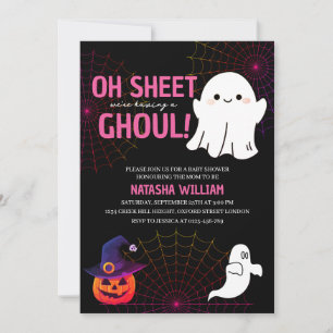 Invitación Hoja es un Baby Shower de Halloween Ghoul