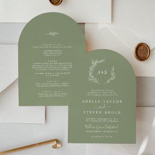 Invitación Hoja mínima Arco De Salto Ligero Todo En Un Boda
