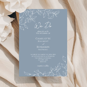 Invitación Hoja Mínima Azul Dusto Que Hacemos Boda