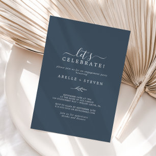Invitación Hoja mínima Azul pizarra Celebremos