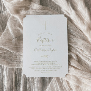 Invitación Hoja mínima   Bautismo de oro